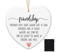 Geiserailie Christmas Friendship Ornament Gift Friends Give Hope Gift Ceramic Hanging Heart Present Xmas Tree Decor for Women