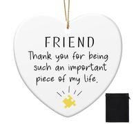 Geiserailie Friendship Gift Ornament Friend Appreciation Thank You for Being Such an Important Piece of My Life Gift Ceramic Christmas Hanging Heart Present Xmas Tree Decor for Women