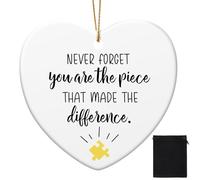 Geiserailie Leaving Gift Christmas Thank You Appreciation Ornament Never Forget You Are the Piece That Made the Difference Ceramic Hanging Heart Xmas Tree Decor for Women Colleague Employee Coworkers