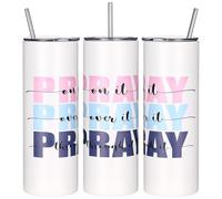 Geiserailie Pray on It Tumbler, Christian Tumbler for Women, Inspirational Religious Gift for Women Sister Her, 20oz Stainless Steel Vacuum Insulated Water Cup with Lid and Straw (Blue)