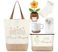 Geiserailie Small Time Out Gift Set for Women, 6-Piece Relaxation Set with Handbag, Cosmetic Bag, Cuddly Socks, Ceramic Mug, Flowers, Knitted Pot, Dried Flower Card, Relaxation Gift