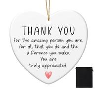 Geiserailie Thank You Appreciation Gift Ornament Ceramic Hanging Christmas Heart Present Xmas Tree Decor for Women Staff Colleague Employee Coworkers Decoration