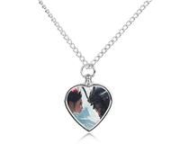 Geisha And An Armored Samurai Urn Necklace for Ashes Pet Dog Cat Cremation Jewellery Alloy Memorial Keepsake Pendant