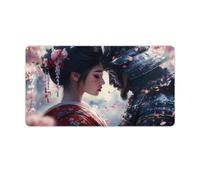 Geisha and Samurai Desk Mat with Stitched Edge Non-Slip Rubber Base Mouse Pad Office Supplies 40X75cm