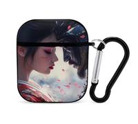Geisha And Samurai Headphone & Earphone Cases Compatible with Airpod 1&2 Scratch-Resistant PC Protective Cover with Keychain Black-style