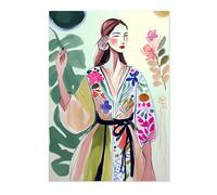 Geisha Beauty Boho Room Decor Wall Art, Watercolour Poster, Maximalist Decor Aesthetic Print, Bedroom Gallery Artwork, Archival Matte, A1 (Print Only) - 84.1x59.4cm