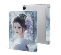 Geisha Beauty Snowy Day Tablet Case Compatible with iPad Pro 2021 | Pencil Holder Lightweight Folding Hard Protective Cover