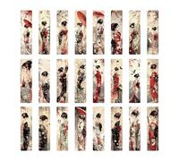 Geisha Bookmark Set - 24 Pieces, Lady Print Paper Markers | Aesthetic Printed Feature Design, Home School Travel Product Use, Student Teacher College Library Reading Gift Scenario Deluxe Collection