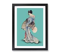 Geisha By Hokusai Classic Painting Framed Print | A4 Black Framed Wall Art | Ready to Hang | Classic Historical Picture | Living Room Bedroom Lounge Office