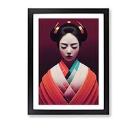 Geisha Contemporary Framed Wall Art Print A2 Black