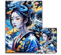 Geisha Dragon Japan Jigsaw Puzzles for Adults 1000Piece Challenging Puzzles Challenging Brain Teaser Family Activity Home Decor 1000 PCS(75x50cm)