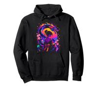 Geisha Dragon Japanese Sakura Art Illustration Pullover Hoodie