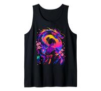 Geisha Dragon Japanese Sakura Art Illustration Tank Top