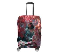 Geisha Feeding Japan Fish Luggage Cover Travel Suitcase Covers M | Washable,Suitcase Protector,Travel Accessories,Dustproof,Carry On Cover,Baggage Cover,for Men Women