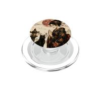 Geisha Greeting Black Cat by Stone Lantern Japanese Artwork PopSockets PopGrip for MagSafe