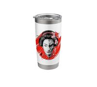 Geisha Half Face Oni Mask Japanese Sakura Skull Stainless Steel Insulated Tumbler