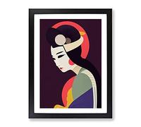 Geisha In Abstract No.3 Framed Print | A4 Black Framed Wall Art | Ready to Hang | Abstract Fantasy Picture | Living Room Bedroom Lounge Office