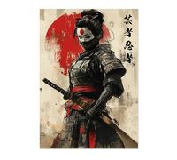 Geisha Ninja Anime Poster, Japanese Art Print, Manga Style Samurai Poster, Bedroom Wall Art, A5 (Print Only) - 21x14.8cm