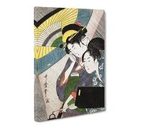 Geisha On A Rainy Night By Kitagawa Utamaro Canvas Print | Gallery Wrapped 30mm Frame Wall Art | 20x14 inches | Ready to Hang | Asian Picture | Living Room Bedroom Lounge Office