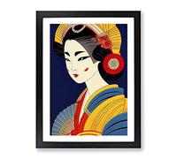Geisha Profile No.3 Framed Print | A2 Black Framed Wall Art | Ready to Hang | Modern Nature Picture | Living Room Bedroom Lounge Office