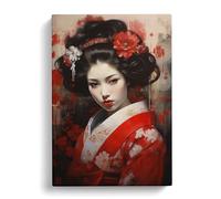 Geisha Realism Art Canvas Print | Gallery Wrapped 30mm Frame Wall Art | 30x20 inches | Ready to Hang | Contemporary Picture | Living Room Bedroom Lounge Office