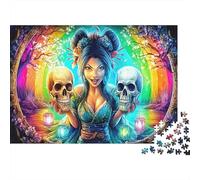 Geisha Skull 1000 Pieces 100% Recycled Cardboard Jigsaw Puzzles Fantasy Lady & Skulls Super Challenging for Enthusiasts Collectors Decompression Indoor Leisure Office Break 52x38cm/1000pcs