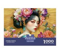 Geisha with Flowers Precise Cut Pieces Ideal for Stress Reduction, Mental Calmness And Enjoying Leisure Moments 52x38cm/1000pcs
