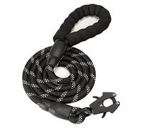 GEIT 2/4/5/6FT Dog Leash, Heavy Duty Rope Leashes, Reflective Nylon Pet Lead with Aluminum Quick Release/Locking Tactical Frog Clip for Small Medium and Large Dogs, Black, 1/2 inch
