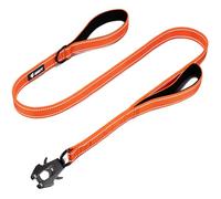 GEIT 4/5/6FT Heavy Duty Dog Leash, 2 Handles Reflective Rope Leashes, Walking Lead with Quick Release/Locking Tactical Frog Clip for Small Medium and Large Dogs, Orange