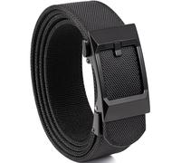 GEIT Nylon Ratchet Belts for Men,Casual Canvas Web Belt with Adjustable Slide Click Buckle,Trim to Fit, Black, Waist 39"-42" (Length49")