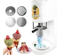 GEJLELDS Commercial Spaghetti Ice Cream Maker - 80W Electric Ice Cream Press Machine, Stainless Steel, 4 Shape Molds, Easy Operations for Gelato & Dessert Shops White
