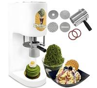 GEJLELDS Multi-shape Spaghetti Ice Cream Press Machine with 4 Interchangeable Molds,420ml Hopper/Stainless Steel/1-Button Start,80w Commercial Gelato Maker for Gelato & Ice Cream Shops White