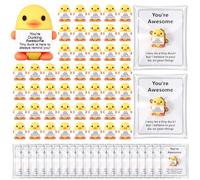 Gejoy 150 Pcs Support Duck Gift Set Include 50 Mini Rubber Duck 50 Motivational Card 50 Package Bag Positive Inspirational Gifts for Employee Coworker Staff Teacher Team Friends
