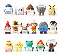 Gejoy 16 Pcs Mini Rubber You Rock Toys Set Mini Rock Figures Positive Gifts Desktop Ornaments and Decorations Inspirational Gifts for Employees, Staff, Teachers, Teams, and Friends (Cute)
