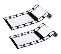 Gejoy 2 Rolls Filmstrip Tape Movie Party Decorations Filmstrip Poly Streamers Movie Reel Decor White and Black Material Film Border Roll for Cinematic Birthday Party Event Home Decor(12 Inch X 66 ft)