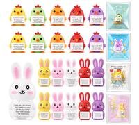 Gejoy 20 Sets Positive Mini Figurines Gifts Miniature Emotional Mini Rubber Toy with Positive Card Gift Bags Inspirational Birthday Gifts for Coworkers Employees (Easter Style)