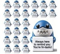 Gejoy 25 Pcs Mini Rubber Shark Toys Positive Gifts Mini Sharks Decorations and Encouragement Birthday Motivational Gifts for Colleague Staff Teacher