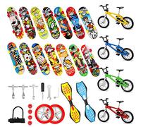 Gejoy 29 Pieces Mini Finger Toys Set Finger Skateboards/ Bikes Tiny Swing Board Fingertip Movement Party Favors Wheels and Tools