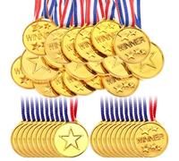 Gejoy 30 Pieces Gold Plastic Winner Award Medals, Award Medals, Gymnastics Field Day Awards Medals for Sports, Competition, Talent Show, Spelling Bee Birthday Party Favors Gifts