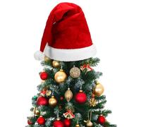 Gejoy 33 x 21 Inch Christmas Tree Topper Large Santa Tree Topper Red Santa Hat Christmas Trees Ornament for Winter Xmas Holidays Party Decorations (Plaid)