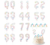 Gejoy 36 Pack 5 Inch Mini Number Balloon Foil Cake Topper Number Avoid Violent Hitting 0-9 Balloons Set with Inflation for Birthday Party Engagement Anniversary Baby Shower Decor(Macarons)