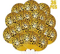 Gejoy 36 Pcs Cheetah Balloons Leopard Print Balloons Gold Spots Latex Leopard Jungle Animal Decorations for Cheetah Zoo Theme Birthday Party Supplies