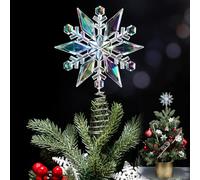 Gejoy 6 Inch Mini Christmas Iridescent Snowflake Tree Topper Acrylic Snowflake Toppers Xmas Ornament Trees Decor Iridescent Snowflake Tree Topper for Winter Holidays Decor