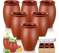 Gejoy 6 Pcs 35 oz Cantaritos De Barro Mexicanos Large Cantaritos Shooters Pottery Cocktail Glasses for Margaritas Mojitos Mexican Mexicanos Cocktail Cups