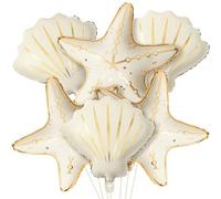 Gejoy 6 Pcs Under The Sea Party Decorations, Starfish & Seashell Balloons