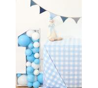 Gejoy One Silly Goose 1st Birthday Party Decorations Silly Goose Hanging Decor Swirl Gingham Baby Shower for Birthday Party Decorations Supplies (Blue Gray)