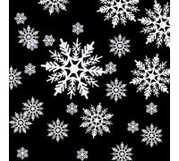Gejoy Snowflake Ornaments for Christmas Decoration, Plastic, Assorted Sizes 1/2/3/4/5/6 Inches, 50