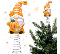 Gejoy Thanksgiving Fall Gnome Miniature Tree Topper 5.1 Inches Mini Resin Gnome Ornaments with Pumpkin Maple Leaf Tree Top Decorations for Fall Harvest Autumn Holiday Gifts Party Supplies Home Decor