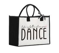 Gejoyse Tote Bags for Women, Dance Teacher Christmas Thanksgiving Birthday Mother'S Day Appreciation Gifts, Tote Bag Gifts for Dancers, Life Is Better When You Dance Tote Bag, Dance, One Size