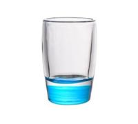 GEK208130 Glass Cup Colored Base Shot Glass, 1.5 Oz Clear Heavy Glasses for Whiskey, Tequila, Vodka, Spirits & Liquors Parties(Blue)